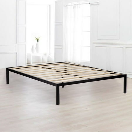 Metal Platform Bed Frame, Europa Wood Slat And Metal Platform Bed Frame Queen