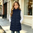 thumbnail image 5 of OGLCCG Long Puffer Vest Girls Sleeveless Quilted Warm Coat Gilet Jacket Fall Winter Zip Up Padded Outerwear with Pockets(Navy,7-8 Years), 5 of 8