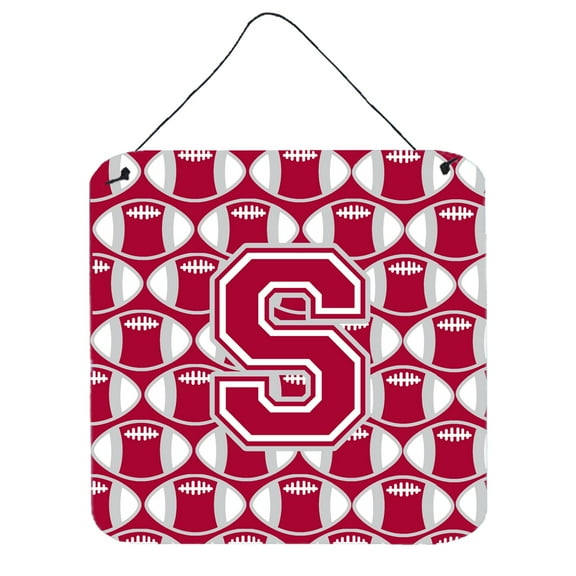 Letter S Football Crimson grey and white Wall or Door Hanging Prints