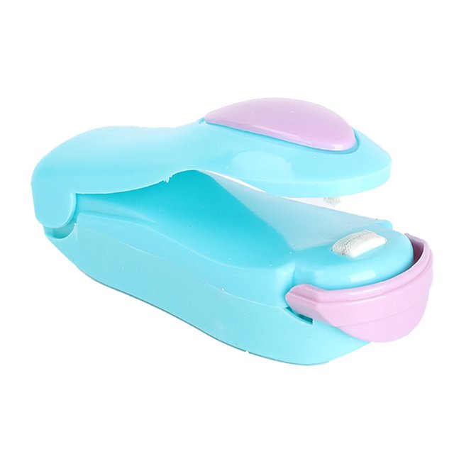Ounissouiy Máquina selladora de alimentos, herramienta de embalaje, Base autoadhesiva multicolor, tamaño compacto, dispositivo de cocina Organizadores de utensilios de cocina Azul + Púrpura