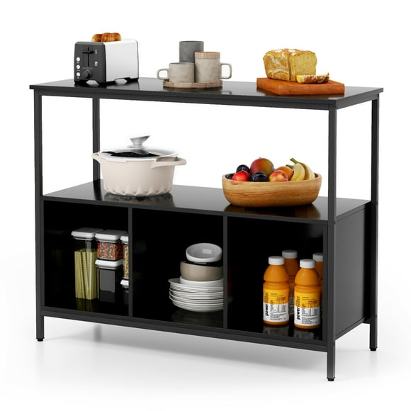 Giantex ideboard Buffet Table w/Storage Cabinet & Shelves, Coffee Bar Station, Microwave Oven Stand, Stationary Kitchen Island Cart