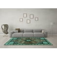 thumbnail image 3 of Ahgly Company Machine Washable Indoor Rectangle Persian Turquoise Blue Traditional Area Rugs, 5' x 7', 3 of 4