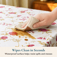 thumbnail image 5 of ComfiTime Vinyl Tablecloth - 54 x 54 Wipeable Plastic Table Cover, Flannel-Backed, Waterproof, Easy-Clean, Vintage Rose, 5 of 10