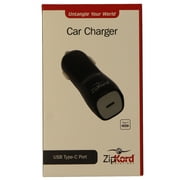 ZipKord (5V/3A) USB-C (Type C) Car Charger Adapter - Black/Gray