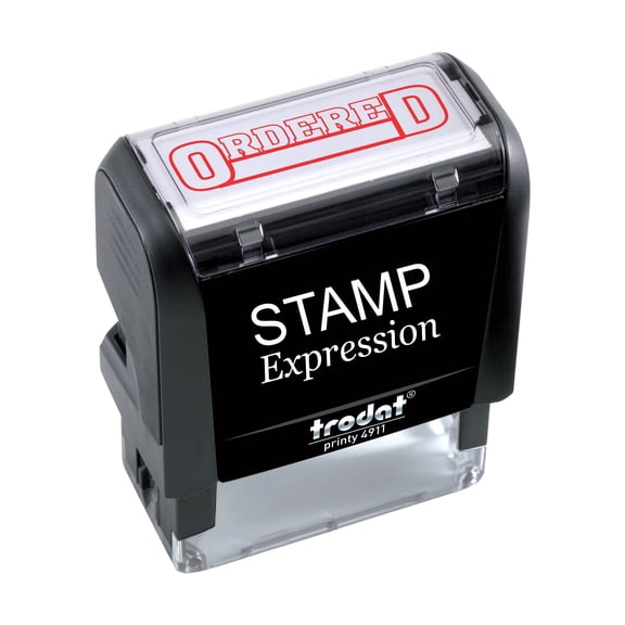 StampExpression - Ordered Office Self Inking Rubber Stamp - Red Ink (A-5430)