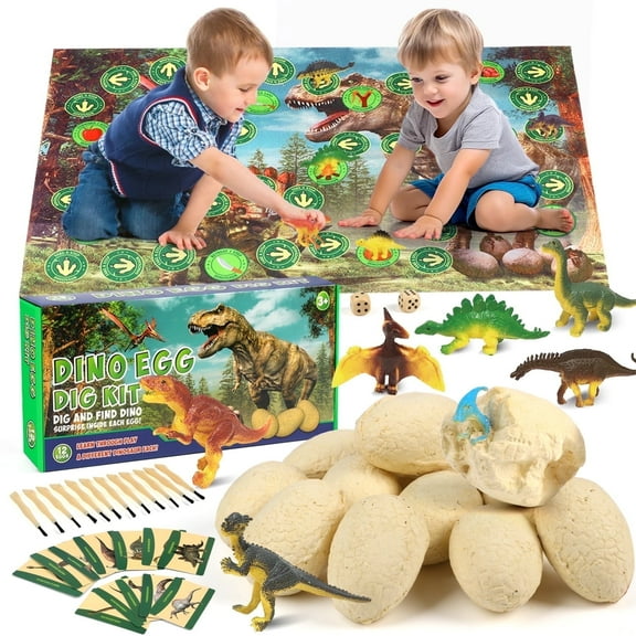 UUSUOO Dino Eggs Dig Kit,12 Pack Dinosaur Eggs Excavation Science Experiments Kits for Kids 4-12,Dinosaur Egg Toys for Easter Birthday Party Gifts for Kids 5 6 7 8 9 10