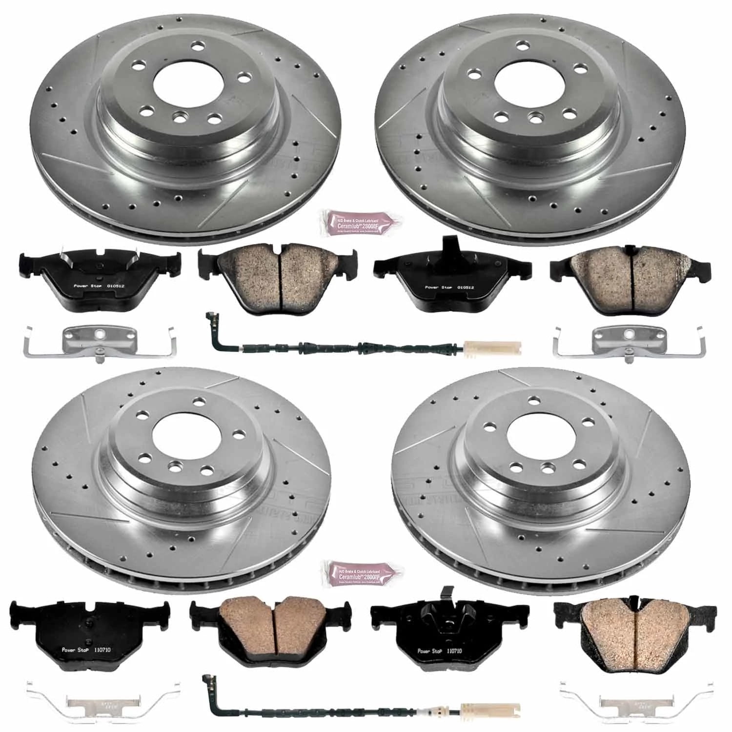 PowerStop Front and Rear Z23 Evolution Sport Carbon-Fiber Ceramic Brake Pad and Drilled & Slotted Rotor Kit Fits: BMW Select Models K4094
