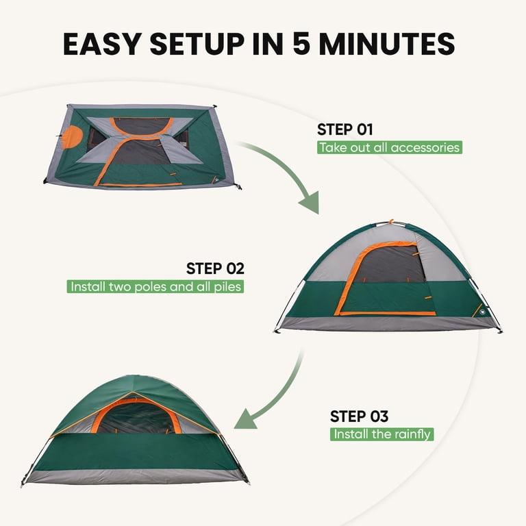 2 Person Dome Camping Tent with Rainfly photo 6