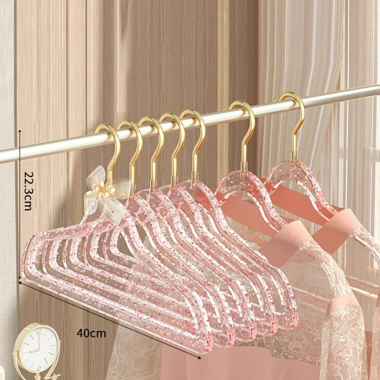10pcs Acrylic Clear Glitter Hangers Home Heavy Duty Clothes Hanger for Coats Jeans Trousers Sweater-Red