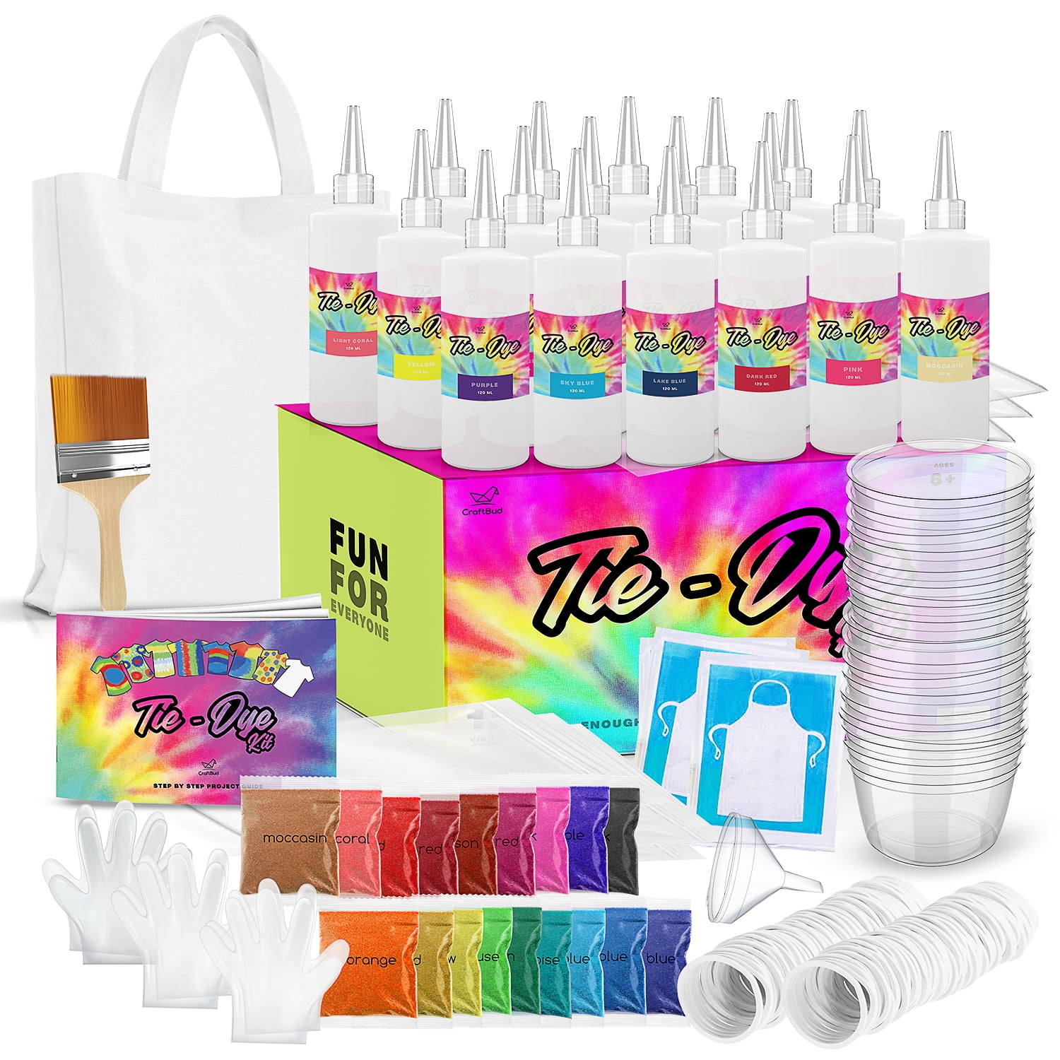 CraftBud DIY Tie Dye Kit for Kids, Adults, Large Groups 18 Colors
