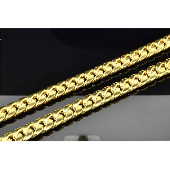 10K Heavy 9.44MM Yellow Gold Miami Cuban Link Franco Chain Necklace 36 Inch