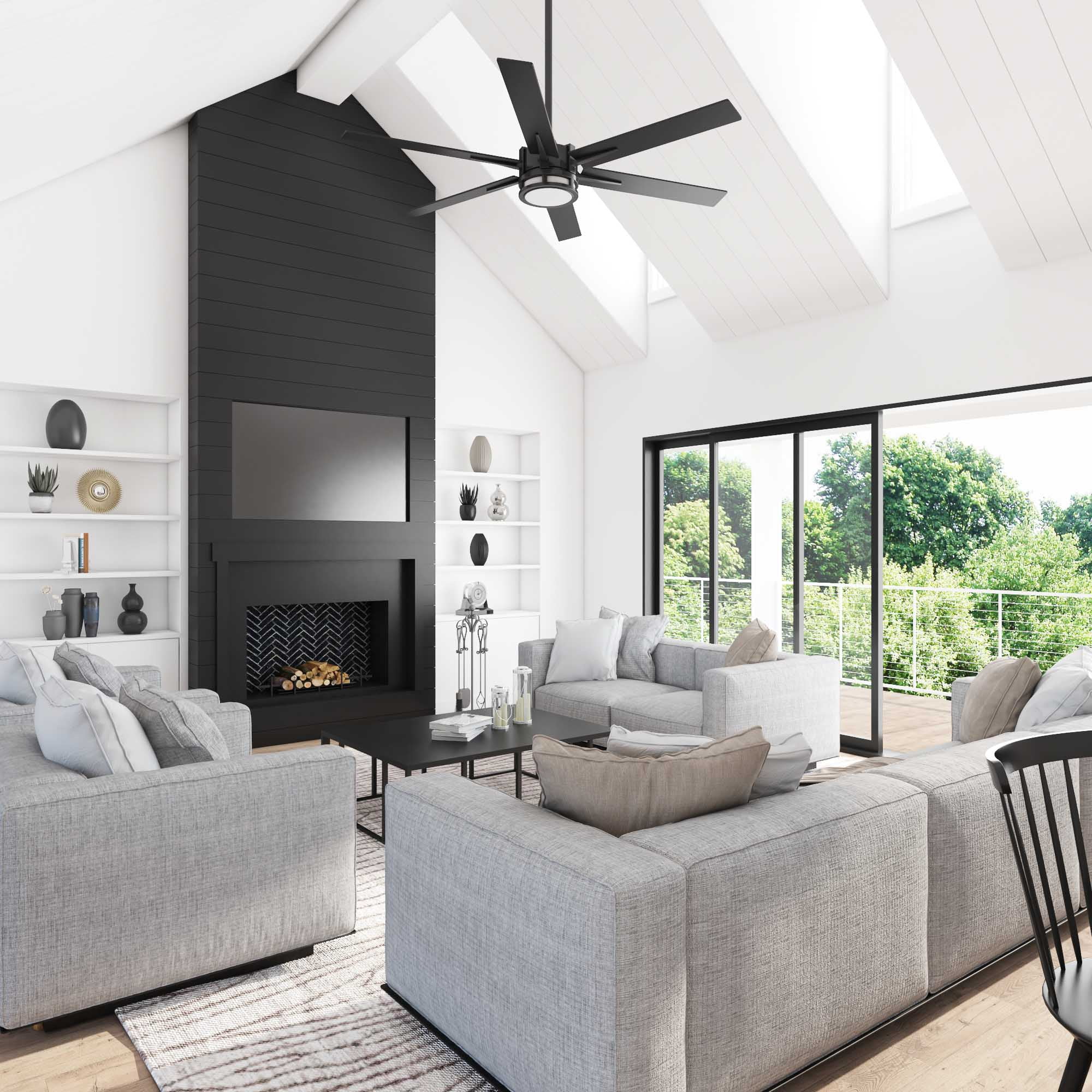 Better Homes & Gardens 56" Black Indoor Ceiling Fan with Color Changing Light, 6 Blades, Remote & Reverse Airflow