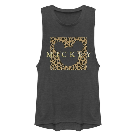 Junior's Mickey & Friends Leopard Square Festival Muscle Graphic T-Shirt