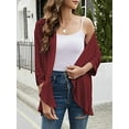 thumbnail image 4 of Gustave Lightweight Cardigan for Women Casual Soft Ruffles Draped 3/4 Sleeve Open Front Sweater Cardigans Solid Outwear Fall Coat "Red, 2XL", 4 of 5