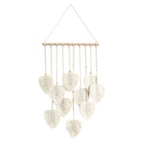 Macrame Wall Hanging Boho Home Decor, Woven Tapestry for Living Room Bedroom, Handmade Cotton Rope Art Wedding Decoration, Nanoei Hand-Woven Simple Wall Hanging White