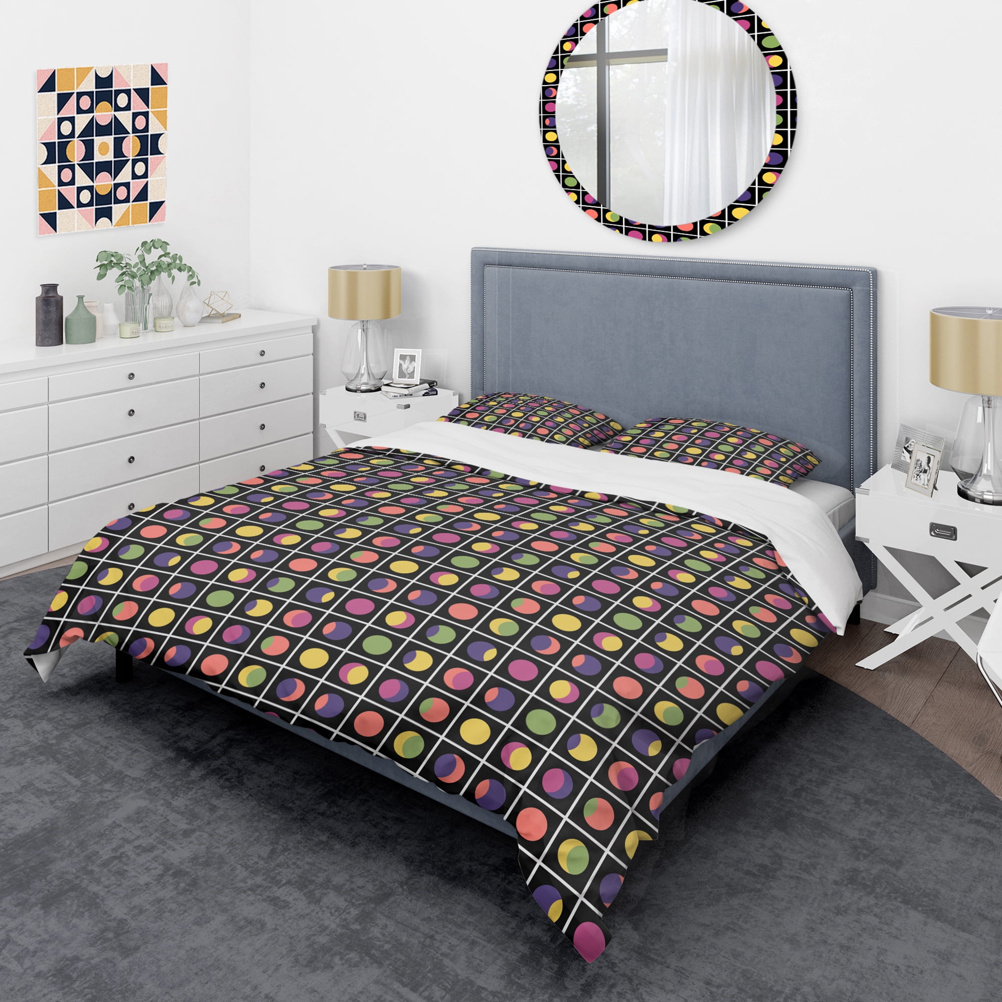 Designart 'Retro Circular Moons' Mid-Century Modern Duvet Cover Set