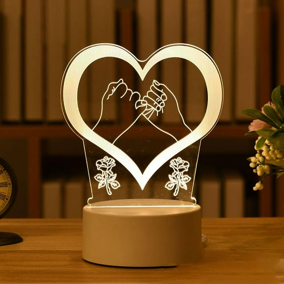 QHUDLV 3D Night Light LED Bedroom Bedside Valentine's Gift