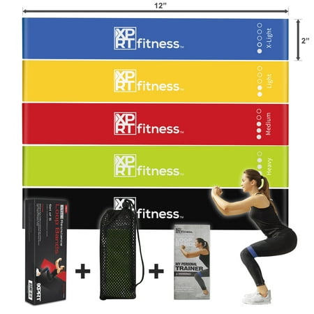 XPRT Fitness Elite Resistance Bands Latex Exercise Bands for Home Workout Set of 5