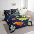 thumbnail image 3 of Homewish Cartoon Dinosaur Child Bedding Comforter Set 7pcs, Cute Animal Wildlife King Bedding Sets, Tree Plant Botanical Reversible Bed Sheets, Super Cozy Room Decor, 3 of 7