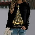 thumbnail image 2 of Chandail en Molleton de Noël pour Femmes Col Rond Pull Chaud Manches Longues Cardigan de Vacances Imprimé Mode Pull Mi-Long, 2 of 4