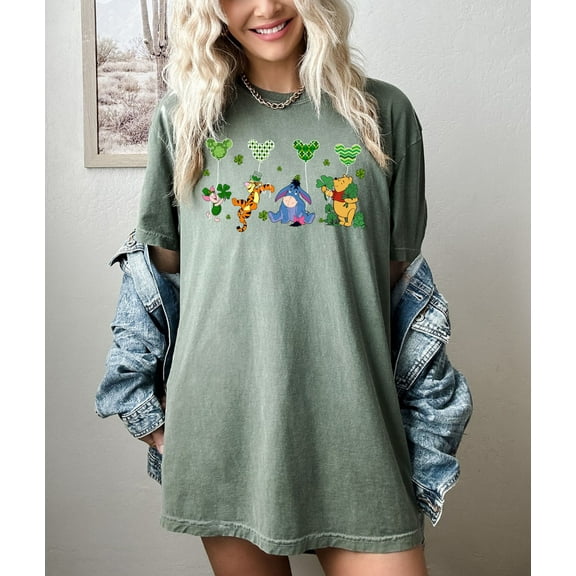 Winnie The Pooh and Friends St. Patrick's Day Shamrock Comfort Colors T-Shirt