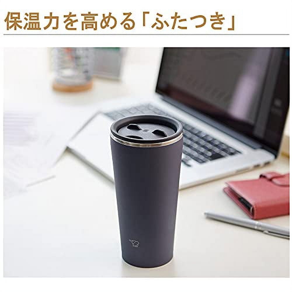 ZOJIRUSHI Stainless steel tumbler with lid heat insulation cooling 0.45L  SX-FA45-WM, Pale White// Straw 