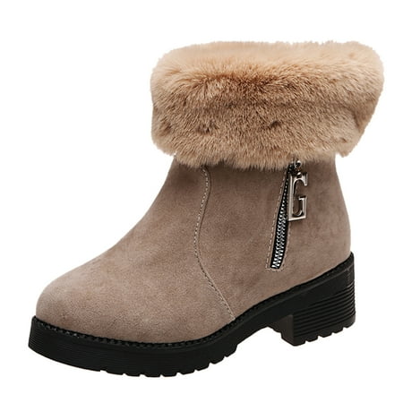 

TAIAOJING Women s Ankle Boots Shoes Zipper Short Winter Retro Solid Color Warm Booties Comfortable Round Toe Boots Zapatillas