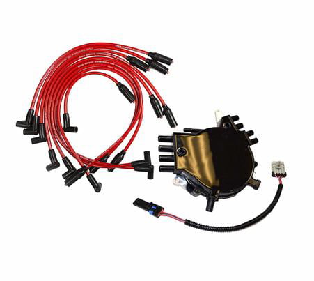Rotor A-Team Performance Optispark Distributor Cap Remote Ignition Coil Tune Up Kit & 8.0mm Spark Plug Wires Kit Compatible With 95-97 GM LT1 LT4 Black 