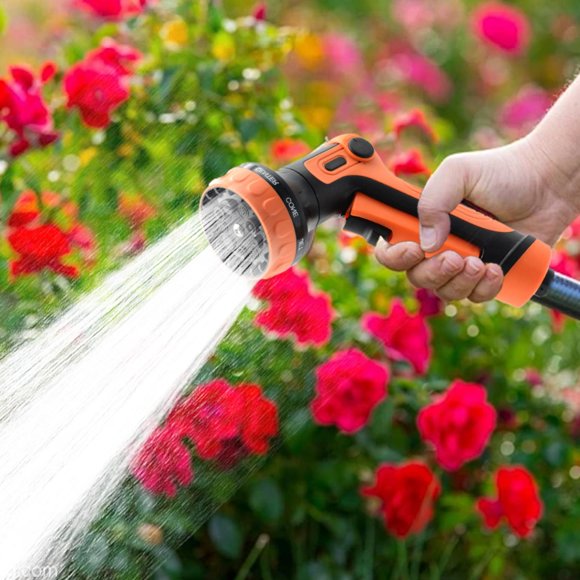 Hose Nozzle Sprayer, Garden Hose Nozzle Spray Nozzle, 9 Hose Metal Duty Watering Patterns Thumb Control on Off Clique, High Pressure Nozzle Sprayer for Watering Plants, Car Wash