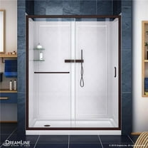 36 x 60 x 76.75 in. Clear Sliding Shower Door with Left Drain & Backwalls, Oil Rubbed Bronze