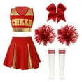thumbnail image 1 of RUNQHUI Uniforme de Danse de Cheerleading pour Filles Enfants Tenue de Performance Déguisement Costume de Cheerleader B Rouge 16, 1 of 7