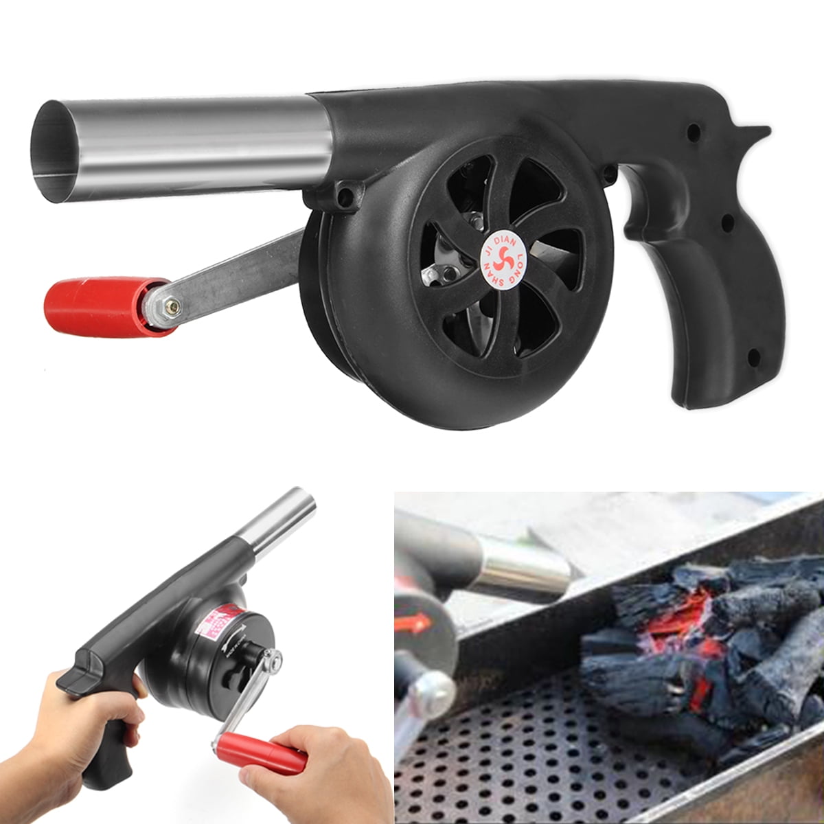 Hand Crank BBQ Charcoal Grill Beads Fire Starter Powerful Fan Air