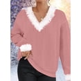 thumbnail image 1 of Suéter de manga larga con cuello en V y color sólido suelto de otoño e invierno para mujer, 1 of 4
