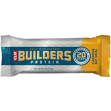 CLIF BUILDERS - Protein Bars - Cinnamon Nut Swirl - 20g Protein (2.4 Ounce 12 Count) (Now Gluten Free)
