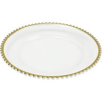 Miumaeov 25 Gold Beaded Round Charger Plates Charger Plates With Beaded Rim Gold Plastic Round Dinner Plate for Weddings Parties and Events