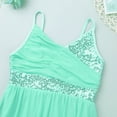 thumbnail image 4 of LiiYii Kids Girls Shiny Sequins Lyrical Dance Dress Modern Jazz Latin Dance Performance Skirt Light Green XL, 4 of 6