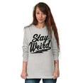 thumbnail image 3 of Cool Funny Stay Weird Awkward Saying Plus Size Long Sleeve Graphic Tee Shirt Brisco Brands 3X, 3 of 5
