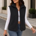 thumbnail image 6 of Yyuenw Womens Soft Fuzzy Stand Collar Sherpa Vest Full Zip Sleeveless Cropped Layering Outerwear Fall Winter, 6 of 7