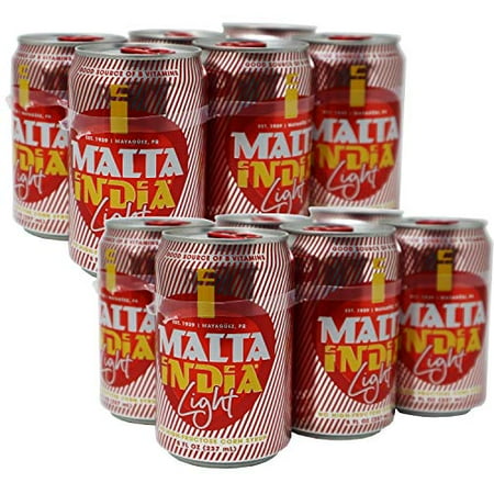 Malta India Light - Puerto Rico's Famous Malt Beverage - 8 oz Cans - 48 Fl Oz per Six Pack (Count of 2)