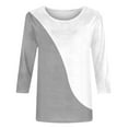 thumbnail image 6 of HOMBOM Women Tops Gray Crew Neck 3/4 Sleeve Pullover 2025 Fall Color Block Blouse, 6 of 6
