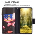 thumbnail image 5 of iPhone 16 Case Zipper Purse Embossed Pattern Premium Leather Wallet Cover Flip Stand Card Slots Holder Magnetic Closure with Wrist Strap Case for iPhone 16, Lotus, 5 of 9