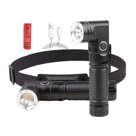 Junchi USB Rechargeable 2 in 1 Headlamp Flashlight 5000 Lumen Aluminum Compact 90° Rotating Swivel Head Work Light;Waterproof Pocket Clip Magnetic Base for Hands-Free Flashlights for Hard Hat Working