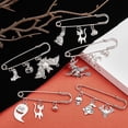 thumbnail image 4 of 8Pcs 8Styles Zinc Alloy Charms Safety Pin Brooches Set Lapel Pins for Backpack Clothes Decoration Silve, 4 of 6