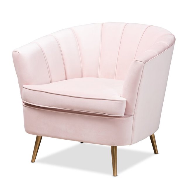 Baxton Studio Emeline Light Pink Velvet Accent Chair