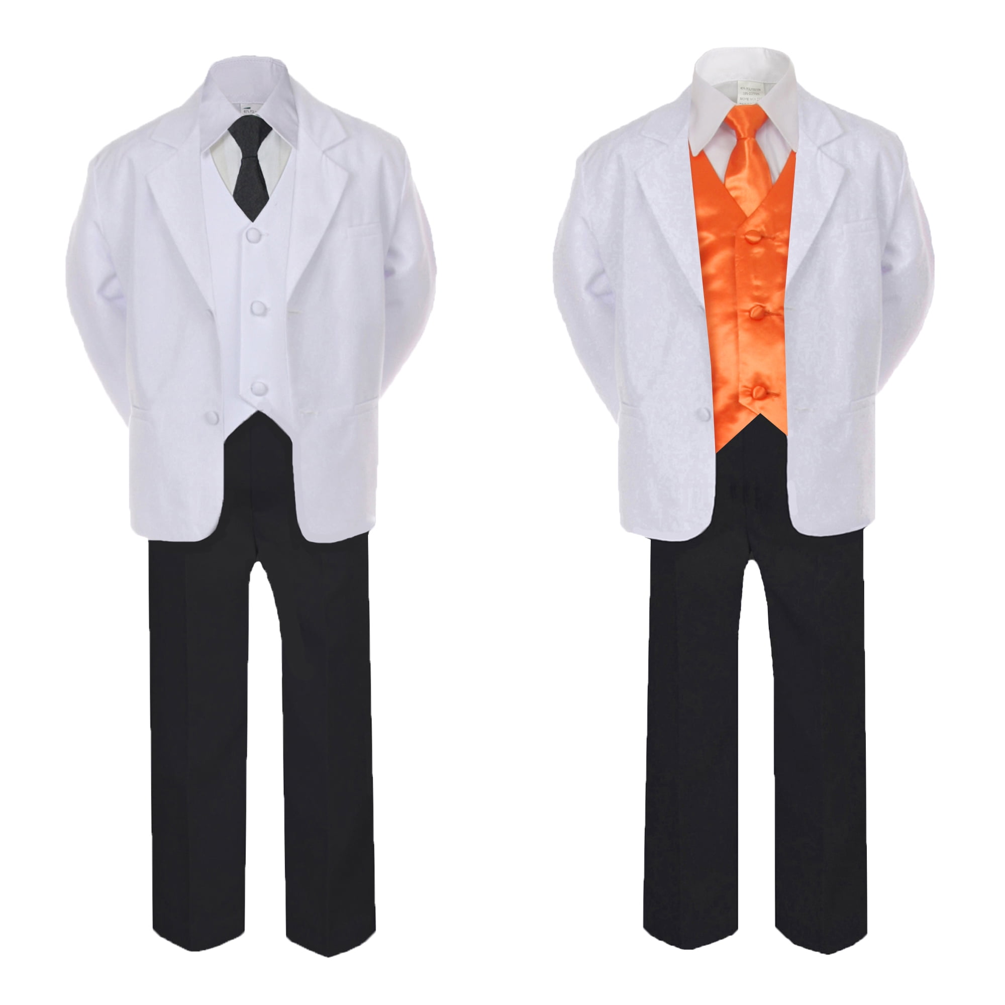 New Born Baby Toddler Kids Boy Teen Formal White Shawl Lapel Suit Set Satin Necktie Sm-20