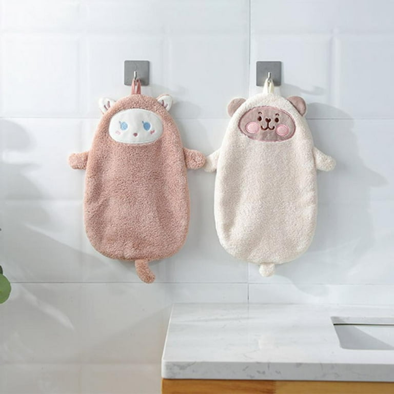 Hanging Hand Towe,Hand Dry Towels For Kitchen &Amp; Bathroom,Cartoon  Animals Embroidery Super Absorbent Soft Small Hanging Towel Set With  Hanging