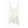 thumbnail image 4 of Women'S Fringe Camis Western Cowgirl Tassel Tank Tops Sleeveless V-Neck Crochet Top Spaghetti Straps Vest Cream White L, 4 of 9