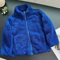 thumbnail image 2 of AJTQTH Kids Jackets Girls Boys Casual Stand Neck Long-Sleeved Plush Coat Solid Color Zip-Up Outwear with Pockets Warm Thick Jackets for Winter and Fall Blue 160cm, 2 of 3