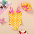 thumbnail image 2 of Happy Town Toddler Girls Clothes 0-24M One-Piece Swimsuit with Hat 2-Piece Summer Swimwear for Girls, 2 of 8