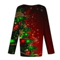 thumbnail image 6 of asdoklhq Christmas Turtleneck Sweater Women Christmas Women's Fashion Tees Casual Round Neck Loose T Shirt Long Sleeve Christmas Print Shirt Multicolor M, 6 of 6